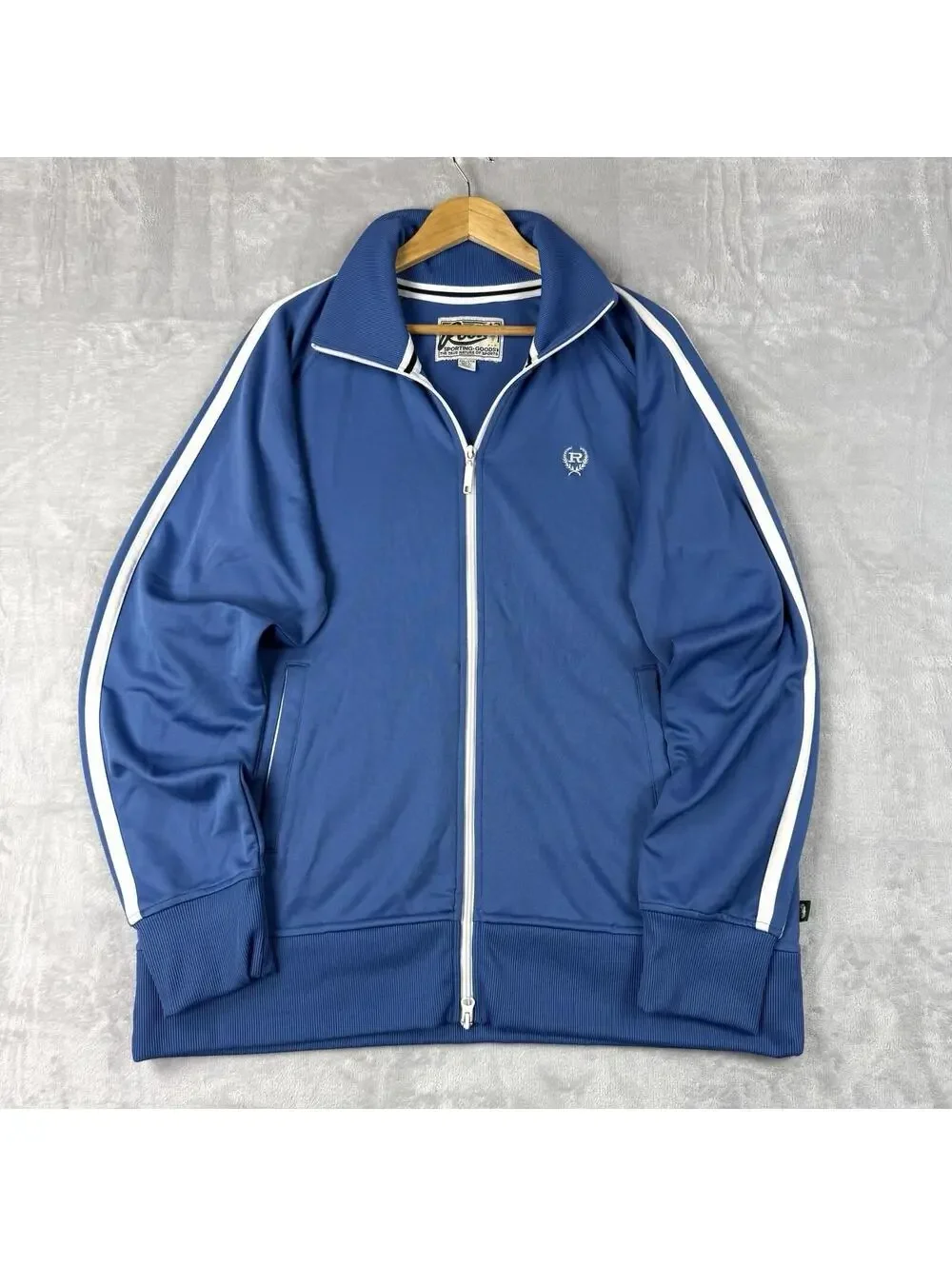Roots Blue Track Jacket 2XL Full Zip Sporting Goods Striped Sleeve Retro Vintage